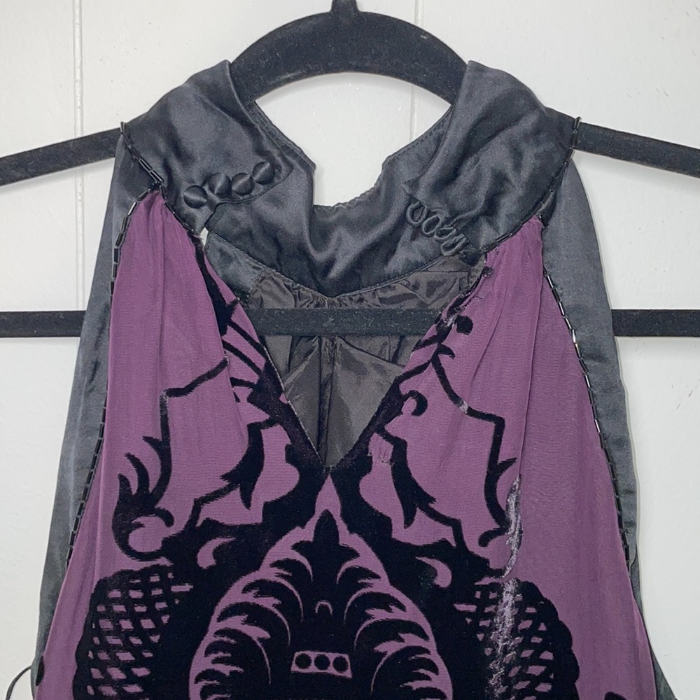 Max Studio Burnout Velvet Halter Plum Dress - Picture 8 of 15